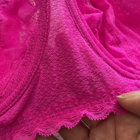 Auden Bra 34C Hot Pink Barbiecore Fairycore Mesh Stretchy Adjustable Sheer Wired - Picture 3 of 11